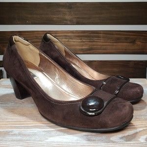Ecco Brown Suede Leather Stacked Heel Pumps Womens Size EU 41 / US 10 - 10.5